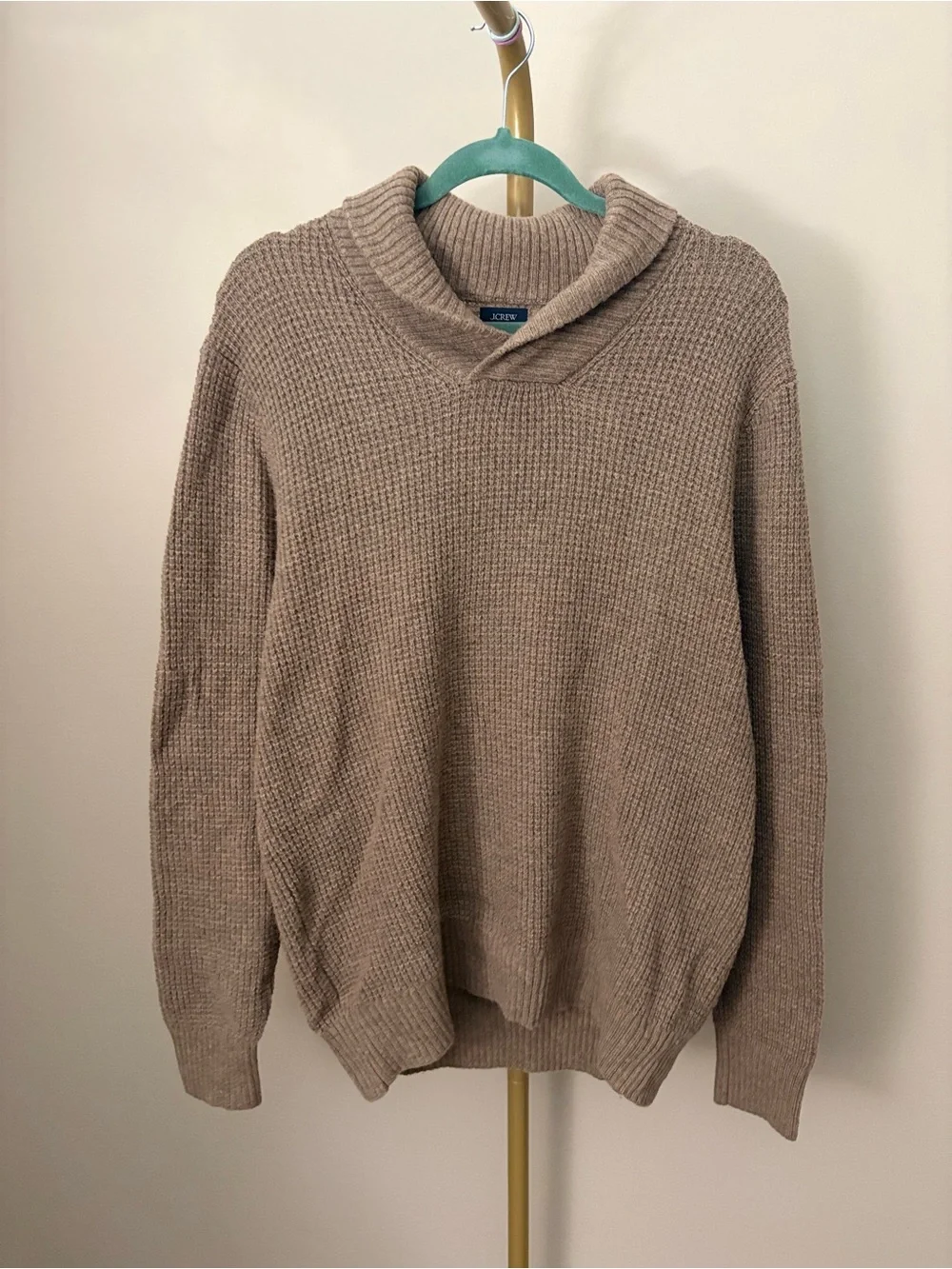 J. Crew Men's Turtleneck Waffle Knit Sweater in Taupe